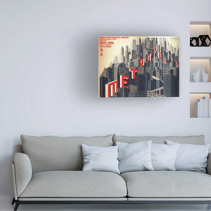 Boris Bilinsky Movie Poster Metropolis By Fritz Lang, 1926 Canvas Art, 35" H x 47" W