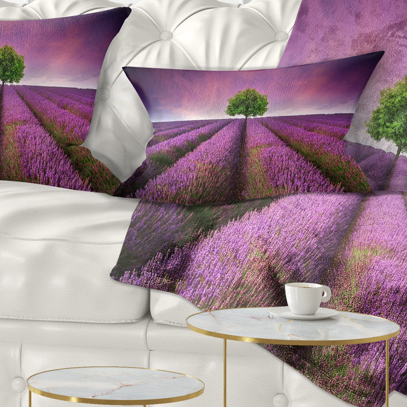 Coussin décoratif à l’arbre à un seul terrain lavande