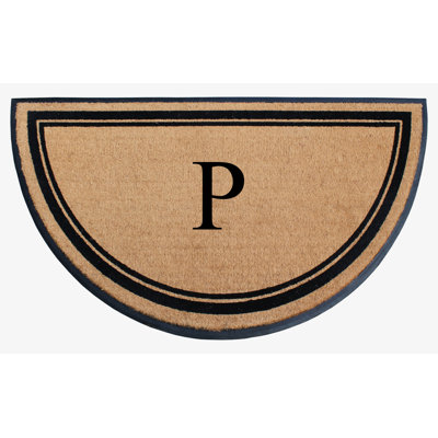 Jalacia Natural Coir & Rubber Half Round Monogrammed 36" x 72"  Non-Slip Outdoor Doormat