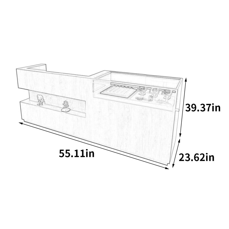 Vitrine simple et moderne, H 39,37 po x l 55,11 po x P 23,62 po