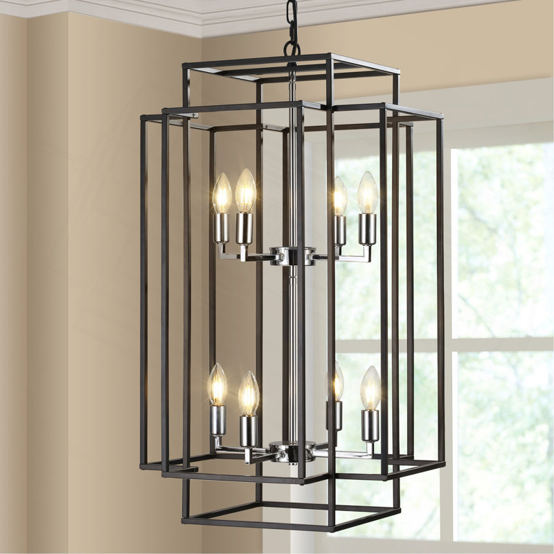Lustre suspendu géométrique moderne de 18 lumières à 18 lumières, cadre en métal industriel, luminaire suspendu réglable pour le salon, la salle à manger