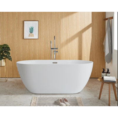 55'' x 27.5'' Freestanding Soaking Acrylic Bathtub