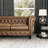 Brown Pu Rolled Arm Chesterfield 3-Seater Sofa