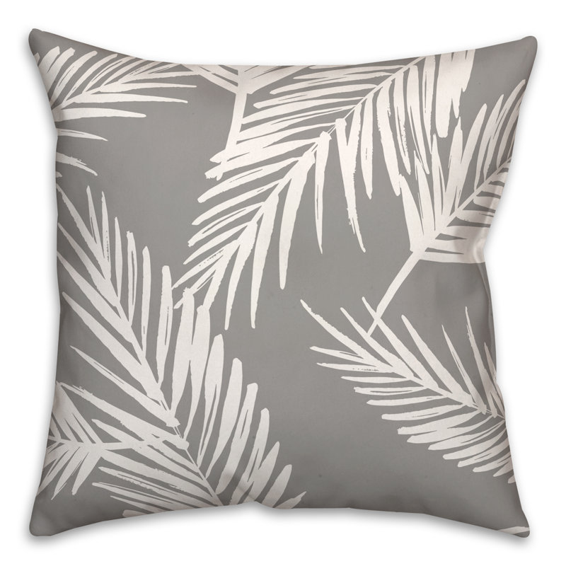 Nature Palm Square Pillow Cover & Insert, Gray