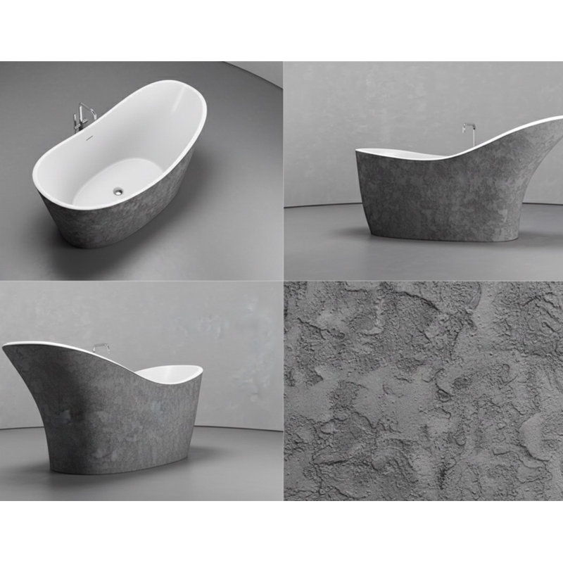 67.3 in. L Freestanding Soaking Tub, Gray/White