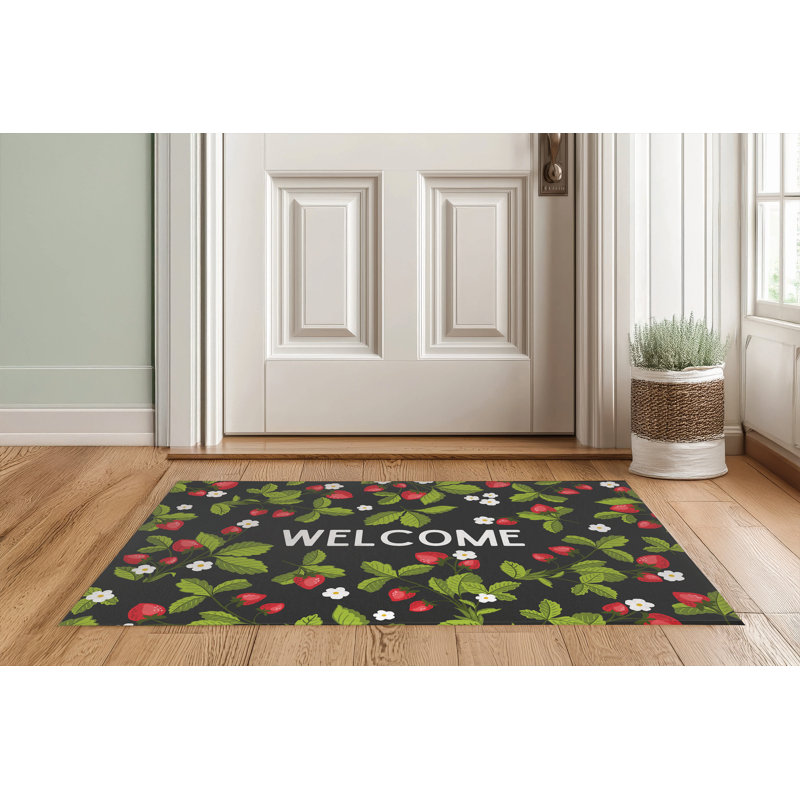 Paillasson Strawberries, Gris anthracite, L 48 po x L 72 po