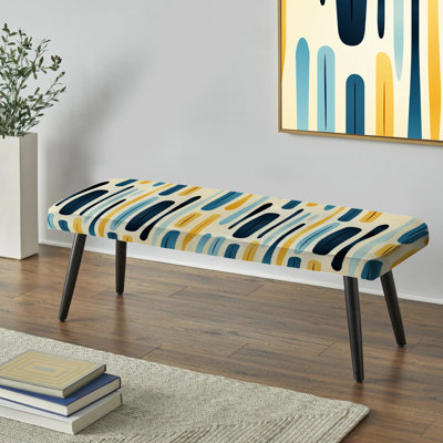 Banc rembourré rayé bleu et jaune Harmony