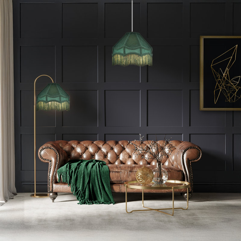 Velvet Empire Lamp Shade ( No Direct Attachment Method ), 19cm H x 30cm W x 30cm D, Green