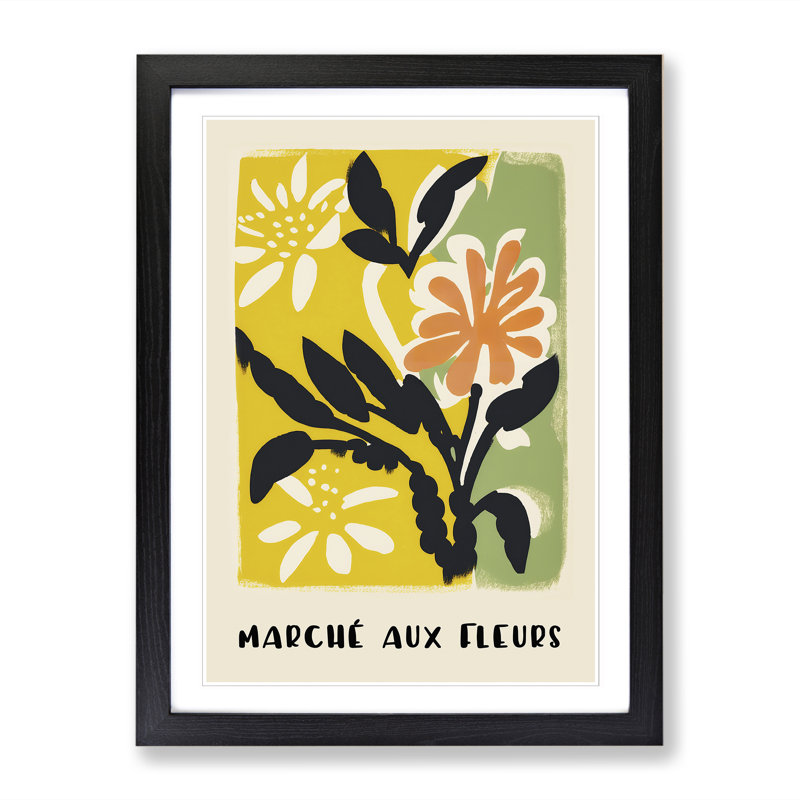 French Flower Market Exhibition No.3 - Single Picture Frame Print on Wood, 46cm H x 34cm W x 2cm D