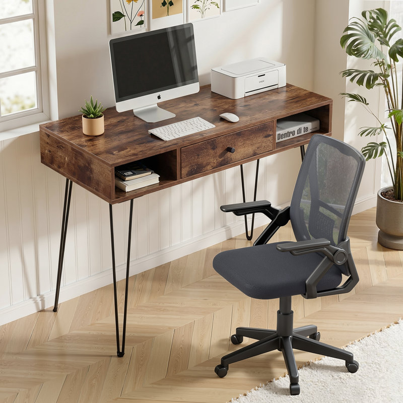 Home Office Desk Set With 1 Office Chair, Modern Desk Computer Desk With Drawers And Storage Shelves, Writing Table With Chair For Home Office