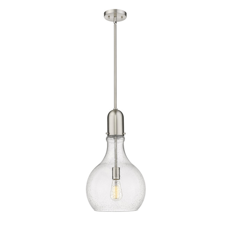 Luminaire suspendu à globe unique à 1 lumière, H 53,25 po x l 11,75 po x P 11,75 po, DEL, Nickel satiné brossé