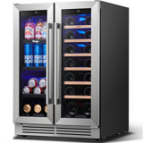 Yeego 24'' Dual Zone Wine & Beverage Refrigerator 20 Bottle &60 Can Wine Cooler