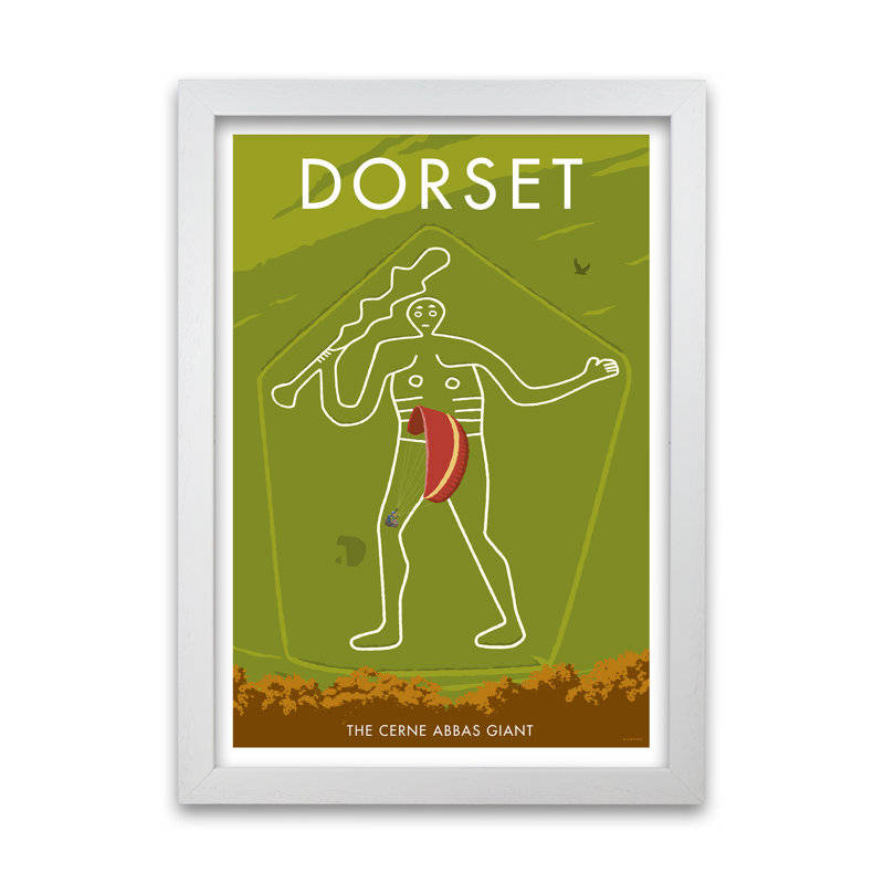 Cerne Abbas by Stephen Millership - Print, 29.7 cm H x 21 cm W x 5 cm D, White