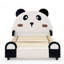 Lit simple mignon en forme de panda pour enfant avec bords rembourrés de sécurité, structure de lit pour tout-petit en bois massif, tissu en velours