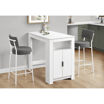 Comptoir moderne de 2 po avec tissu gris et métal blanc pour la cuisine, design contemporain et confortable - siège arrondi rembourré en mousse épaisse rembourrée, repose-pieds à pieds minces, 18 po L