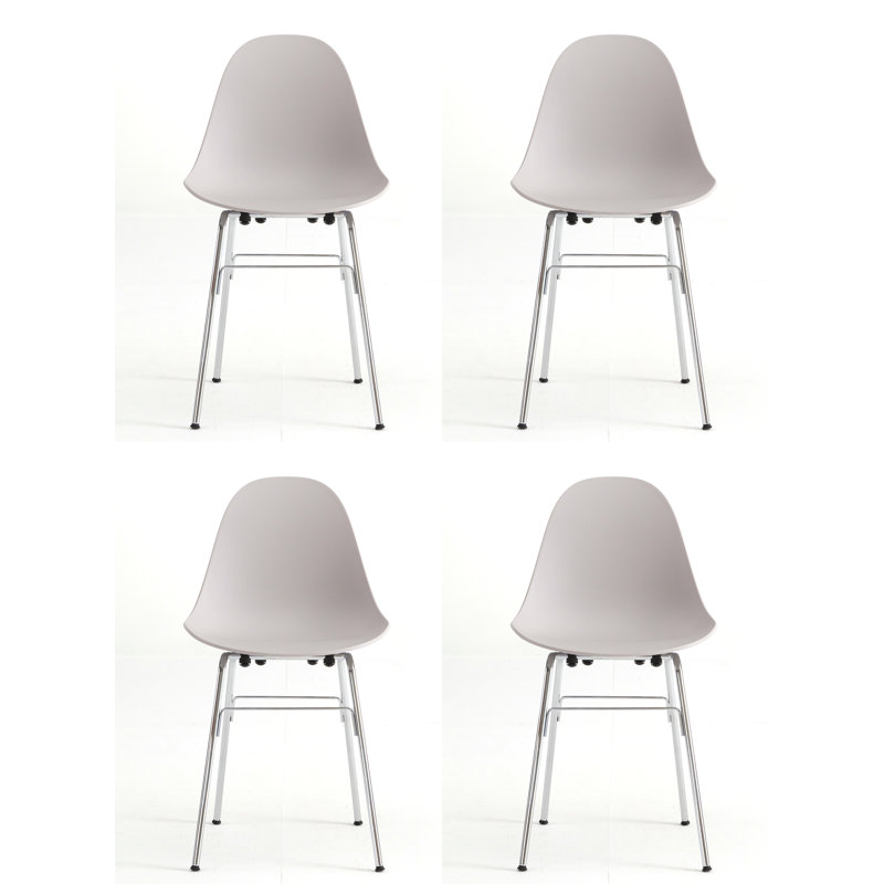 Chaise d'appoint et de salle à manger TA (ensemble de 4), Gris froid / chrome