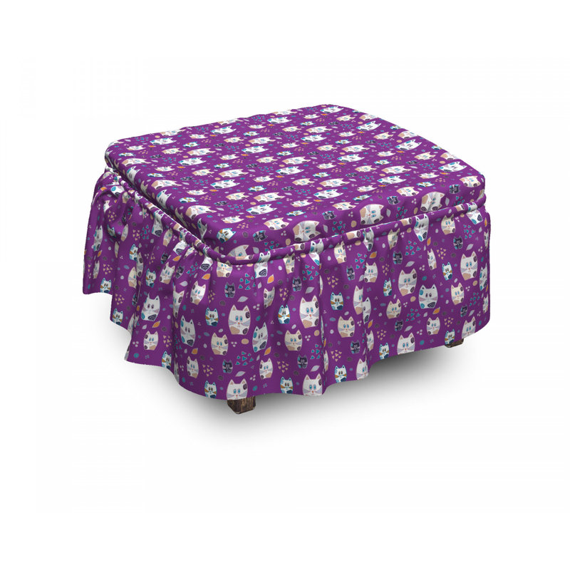 Ensemble de housse pour repose-pieds 2 pièces, Mauve sans motif