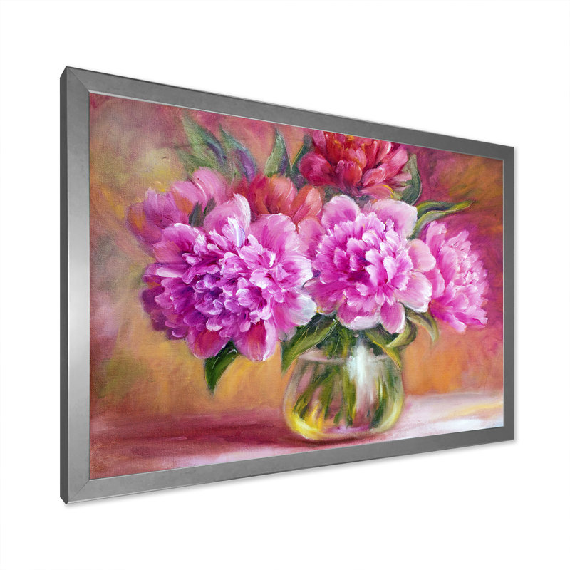 «Still Life With Blossoming Fuchia Flowers», reproduction sur toile avec cadre flottant, H 30 po x l 40 po x P 1,5 po