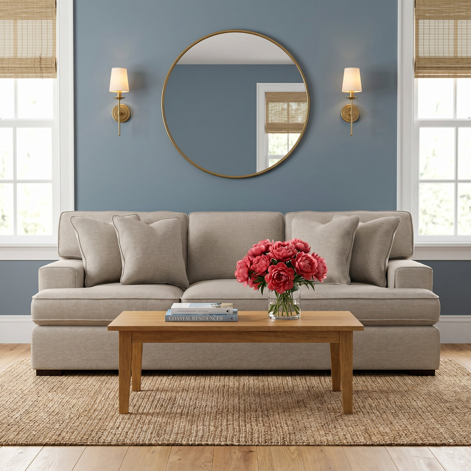 Sadie 97'' Sofa, Beige Performance Fabric; 0851-73, Java Finish
