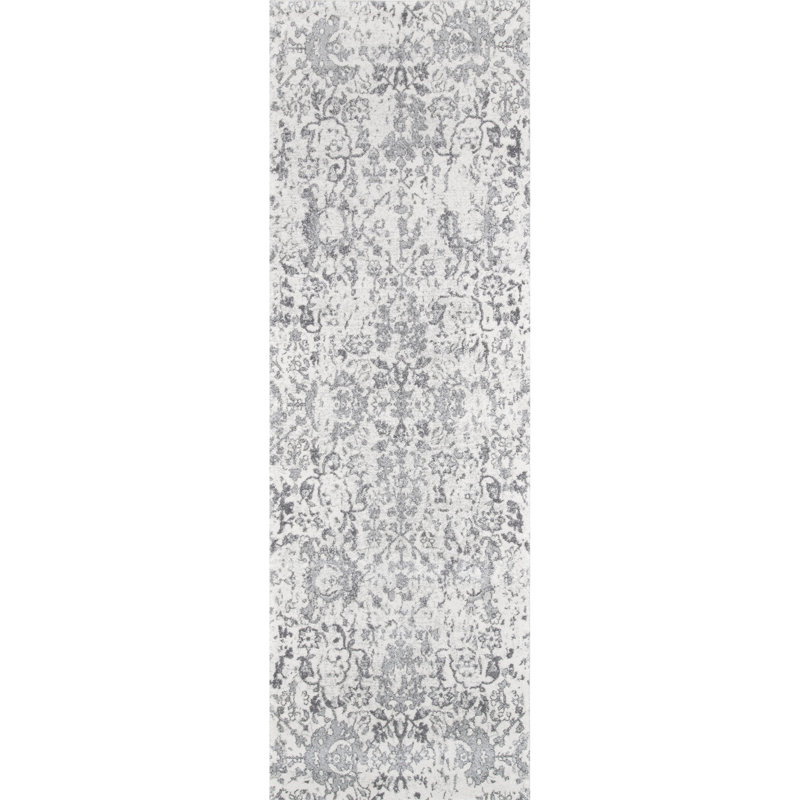 Tapis oriental gris Duclair, Tapis de couloir 2 pi 6 po x 6 pi