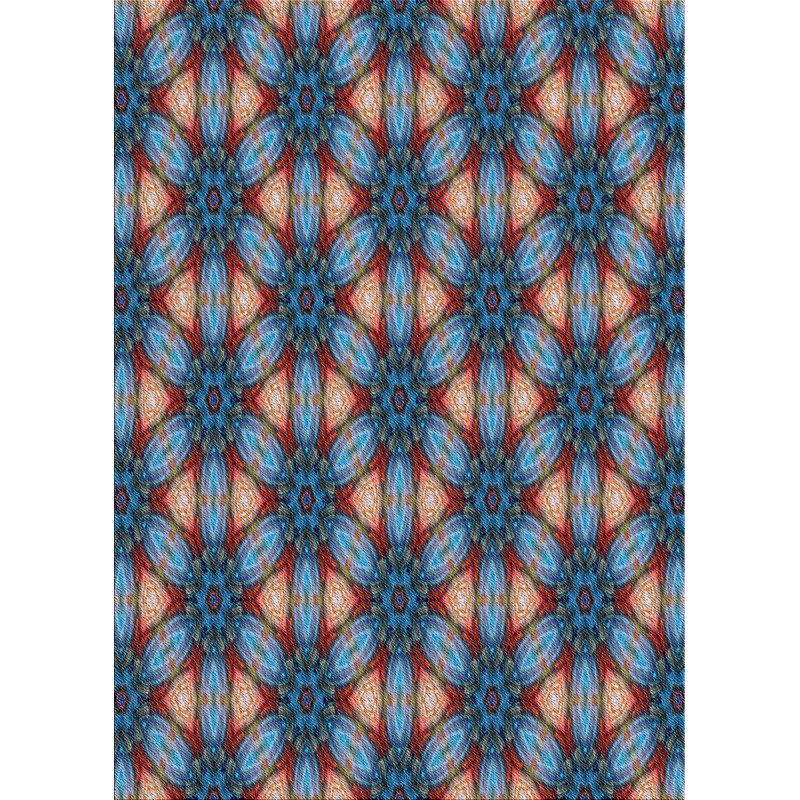 Tapis bleu/rouge tissé à la machine, Carré 4 pi