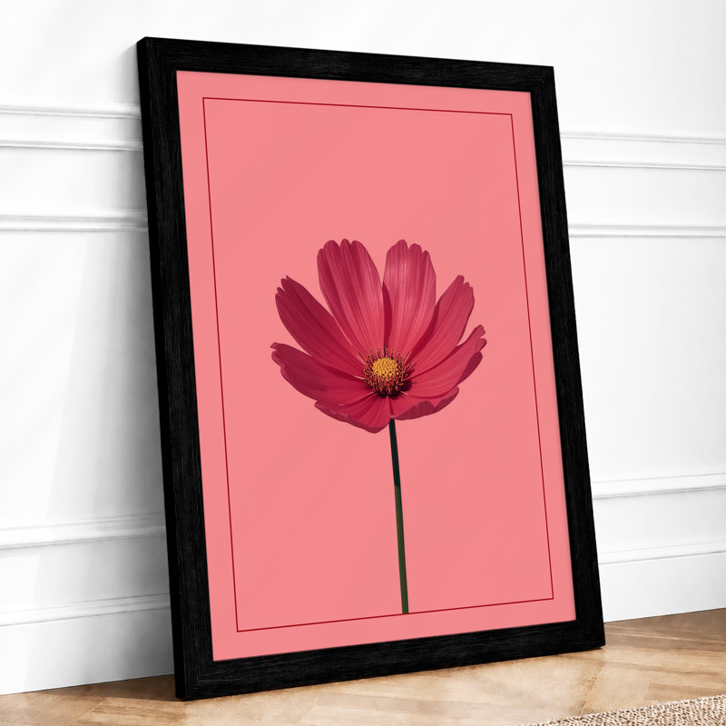 Cosmos Bloom Botanical - Framed Print, A4 - 29.7 x 21.0 cm, Black