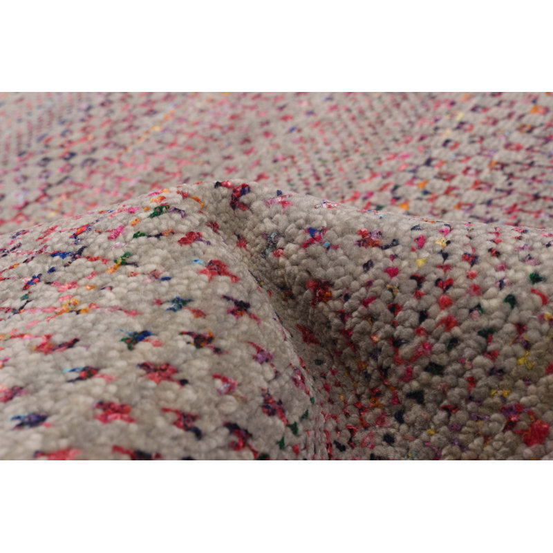 Tapis gris ombre en soie rose 8 pi 8 po x 12 pi 1 po