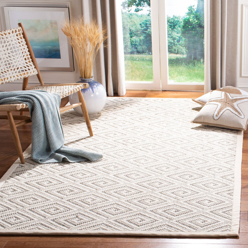 Tapis géométrique en laine et sisal Aaltien Beach, Rectangle 8 pi x 10 pi