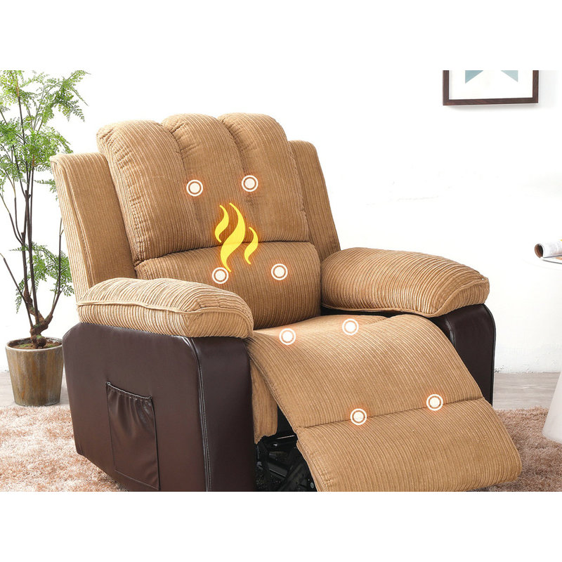 Fauteuil inclinable Adrea, Velours côtelé brun
