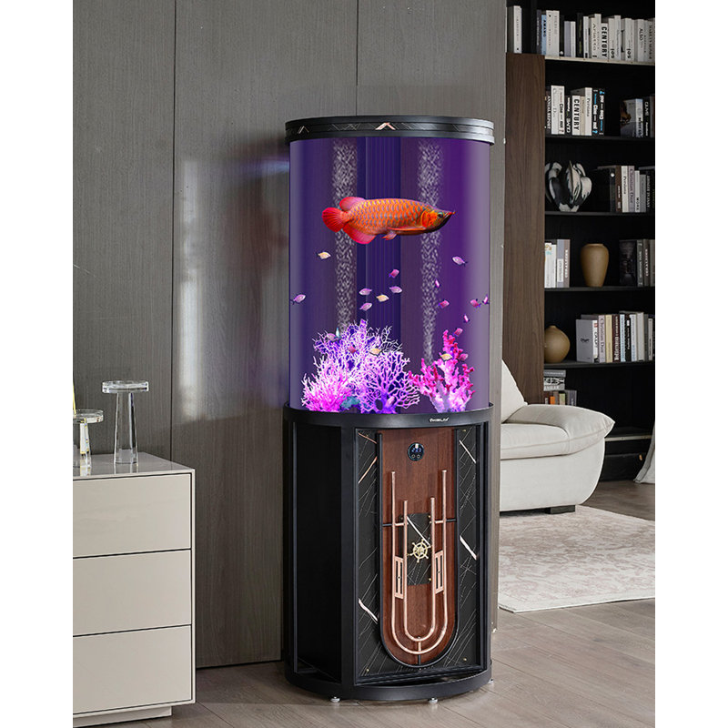 Réservoir d'aquarium cylindrique peint en fer épaissi, 63,4 gallons (H 65,75 po x l 24,41 po x P 24,41 po