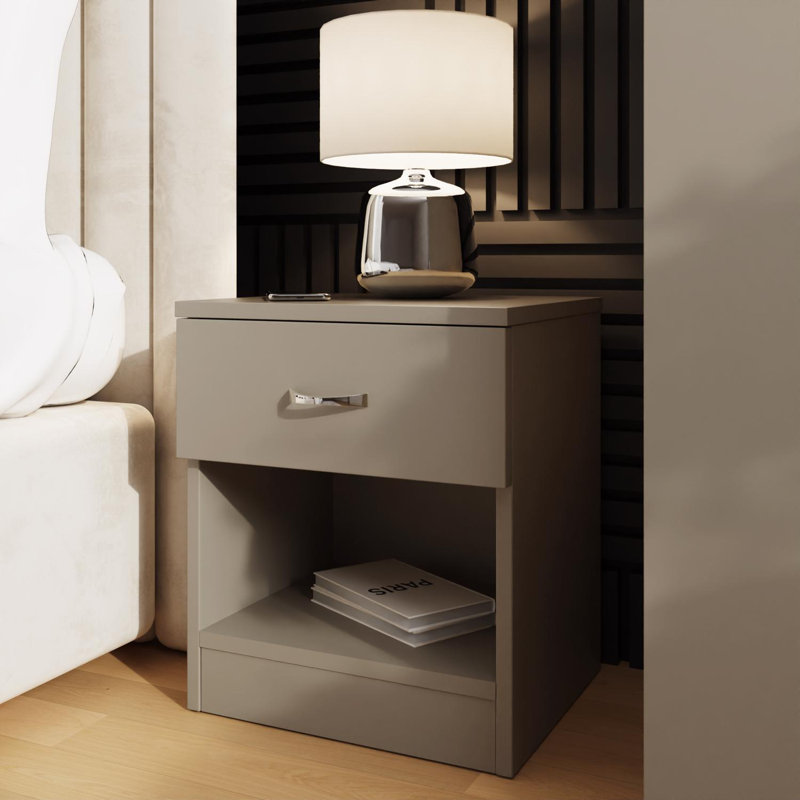 40cm W Manufactured Wood Bedside Table, Grey