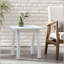 Selma Acacia Wood Accent Side Table - White PU, Weather-Resistant