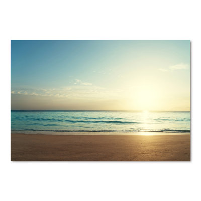Coucher de soleil sur la plage des Seychelles - Photographie sur toile