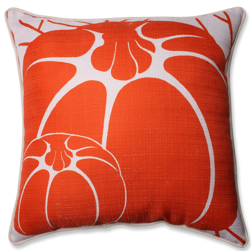 Beige and Orange Two Pumpkins Square Throw Pillow