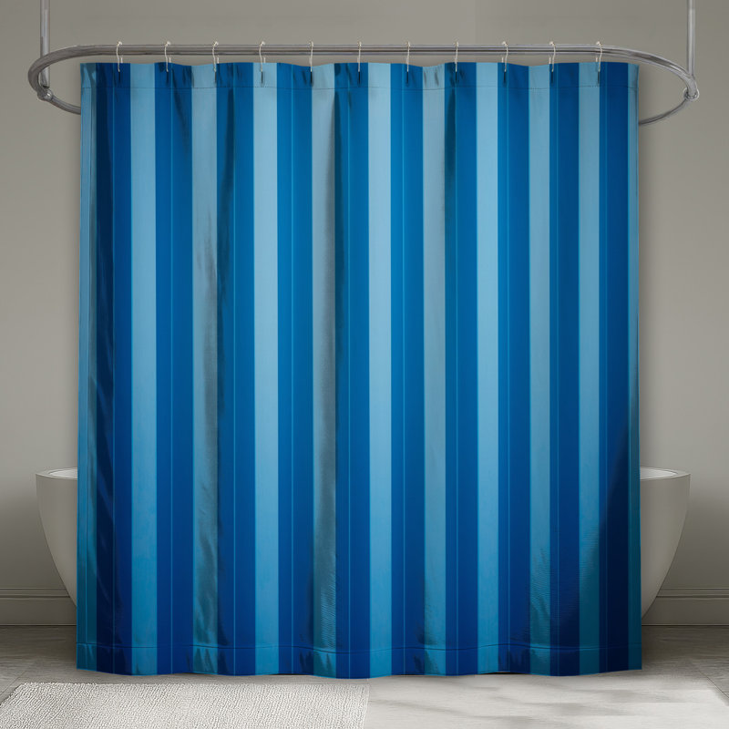 Rideaux de douche à rayures verticales bleues extra long, L 70 po x H 72 po