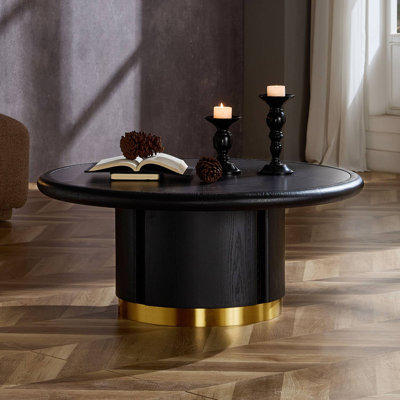 35.43" Round Coffee Table With Cylindrical Base