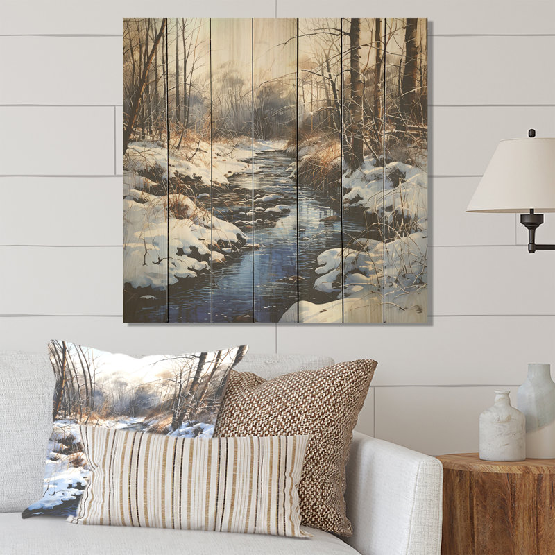 Winter Pond Tranquility - fruits sur bois, H 36 po x l 36 po