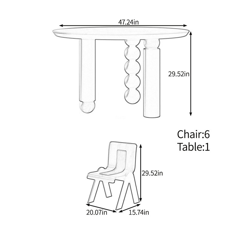 Select a high-end solid wood table set, 29.52"H x 47.24"L x 47.24"W