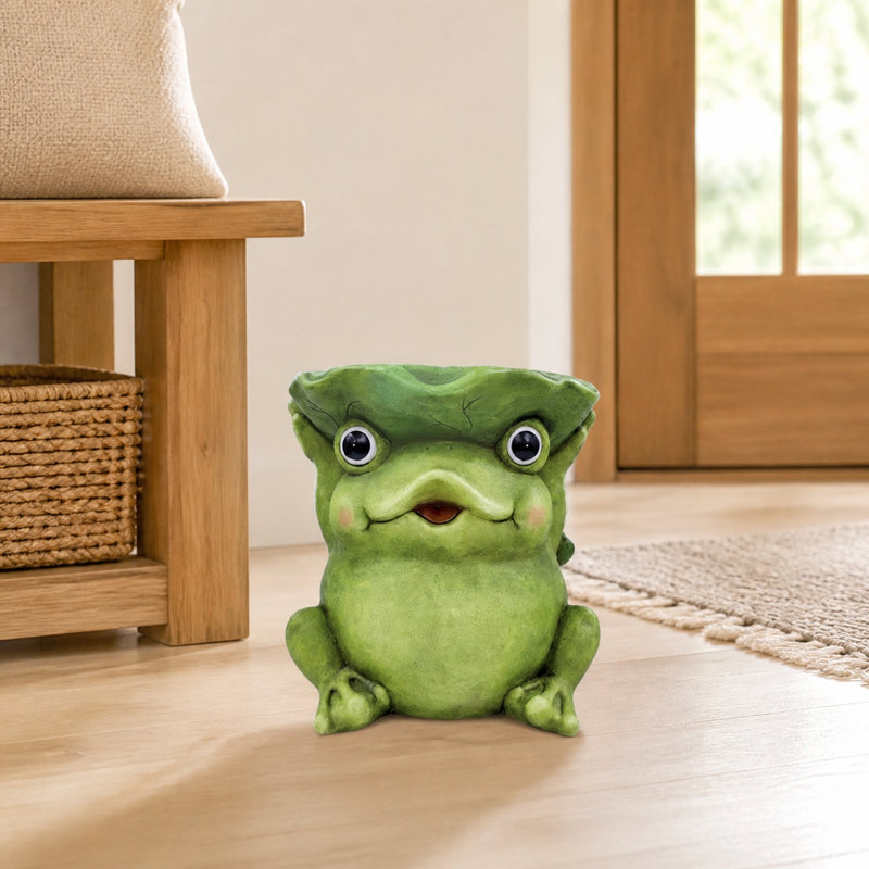 Frog Garden Statue with Lotus Leaf Hat