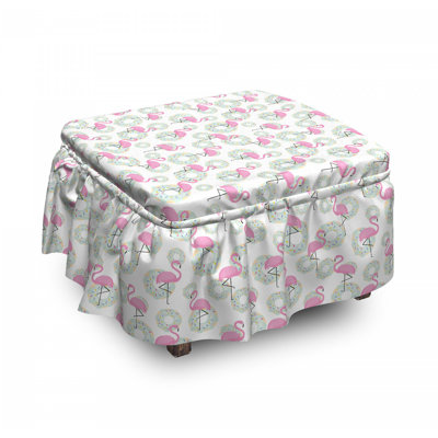 Ensemble de housse pour repose-pieds à coussins carrés 2 pièces flamant rose coécrous hawaii