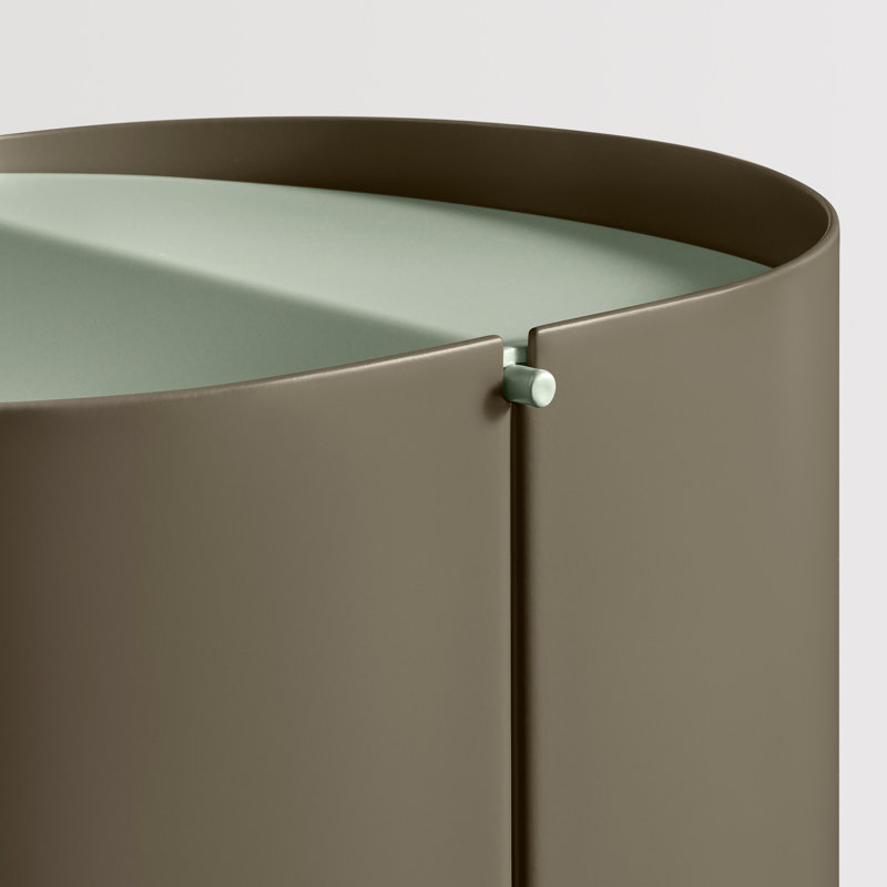 Dark Olive Metal Swing-Top Wastebasket