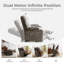 Fauteuil inclinable chauffant électrique à deux moteurs avec rangement et accoudoirs, gris-248532233