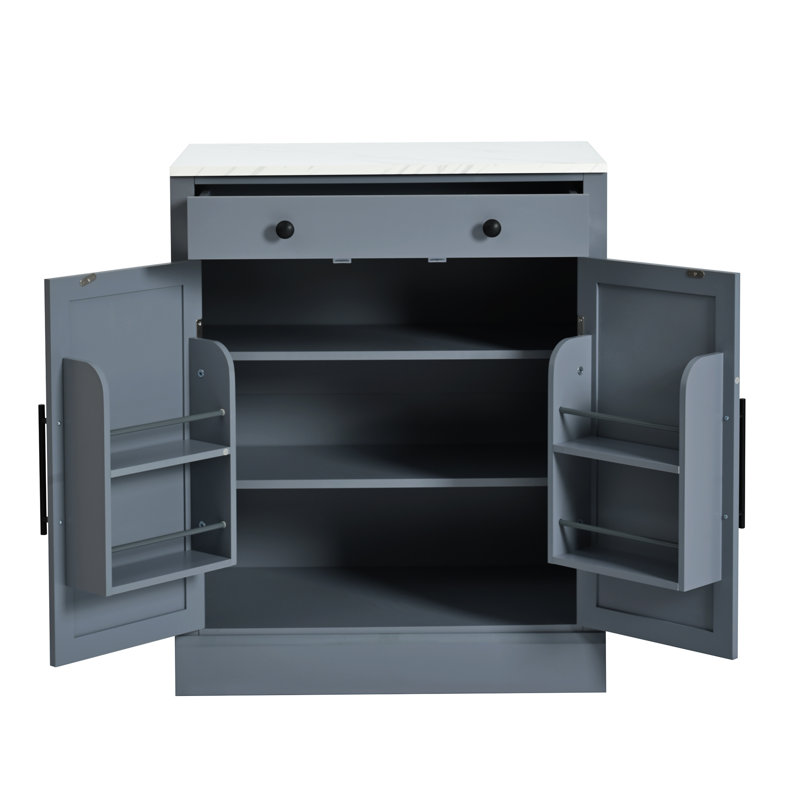 Ensemble d'armoires de cuisine autoportantes Modern Modern - 2 portes avec tiroir et tablettes réglables pour la salle à manger et la cuisine, gris
