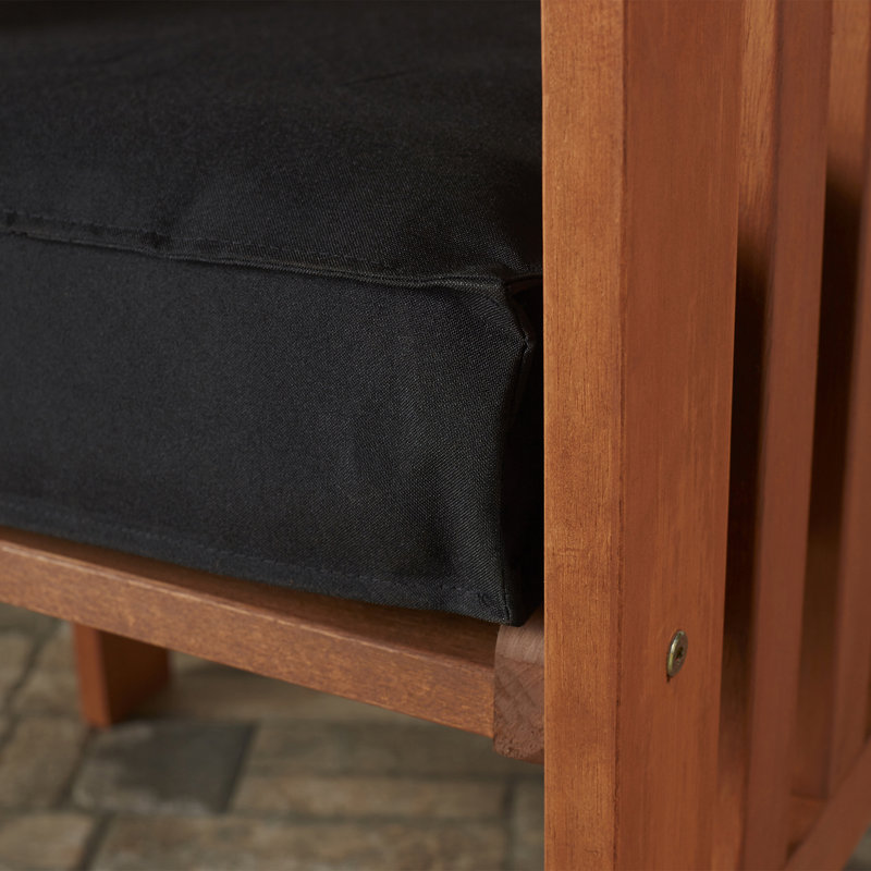 Chaise de patio avec coussin Millersville Shorea, Brun cannelle, Noir
