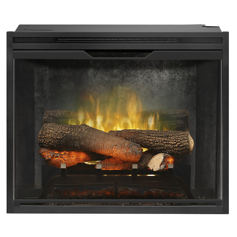 Dimplex Revillusion Built-In Electric Firebox Weathered Concrete Interior with Front Glass Panel