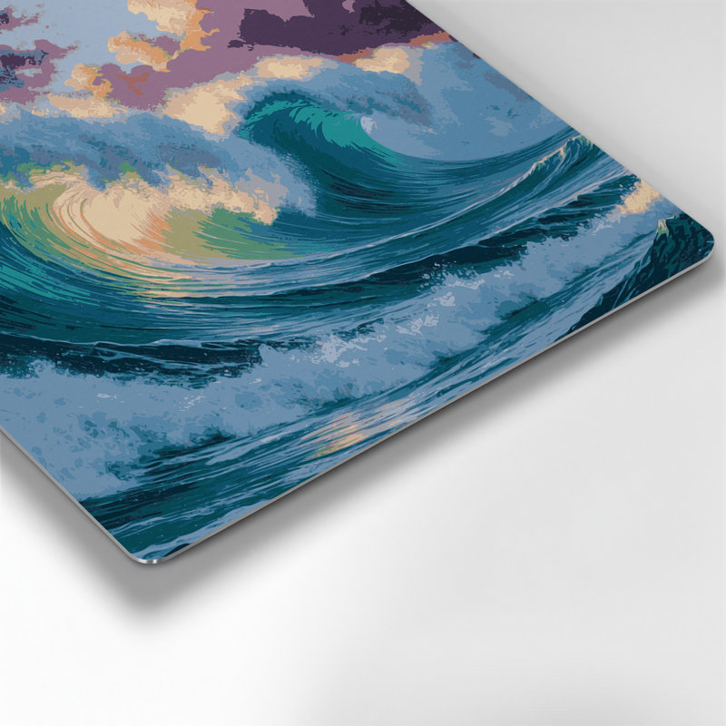 «Hawaiian Ocean Waves», art mural en métal bleu, H 16 po x l 16 po