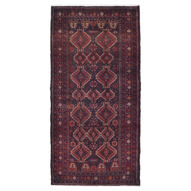 Teimani Black, Red Rug 3'3" x 6'10"