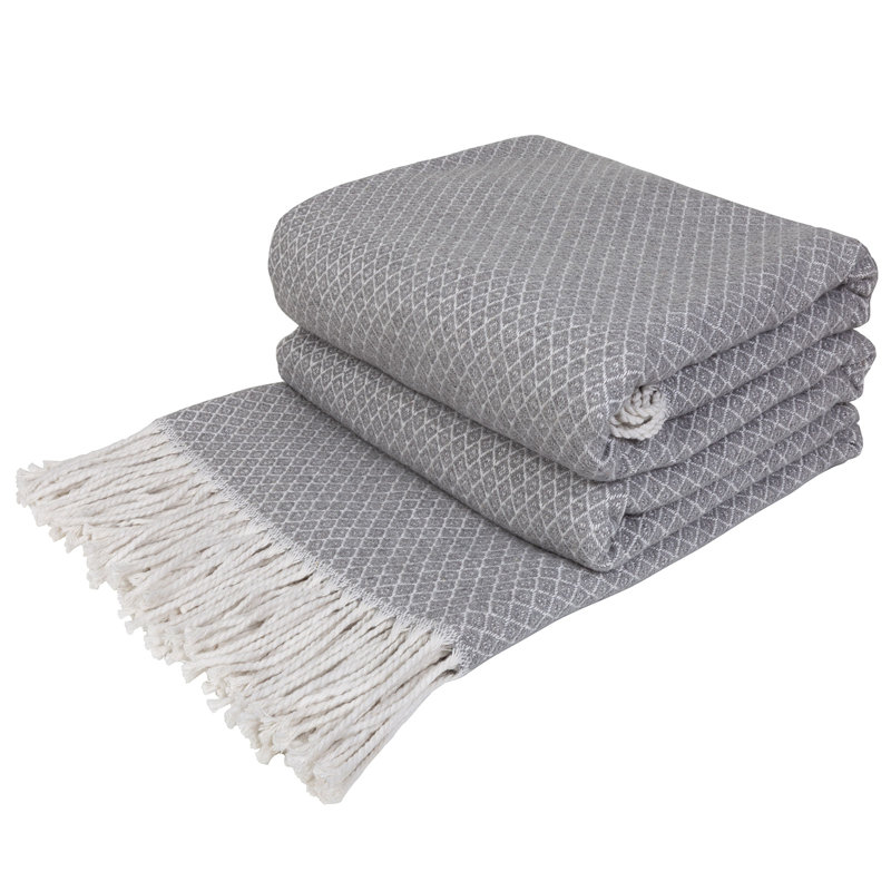 Waldon cotton blanket, White/Gray