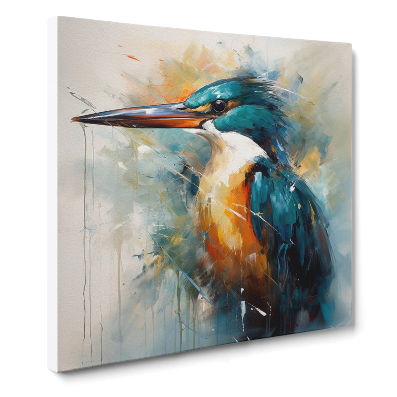 Kingfisher Abstract Expressionism No.4 - Wrapped Canvas, 35cm H x 35cm W x 3cm D