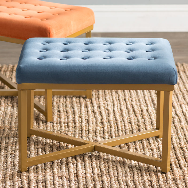 Mikey 24'' Wide Velvet Tufted Rectangle Standard Ottoman